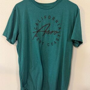 Aeropostale Teal Crew Neck Graphic Tee